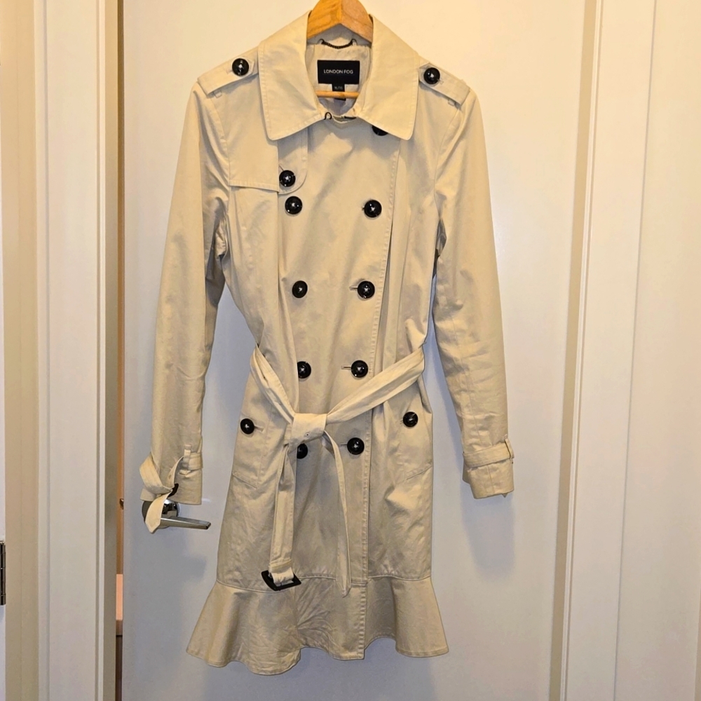 London fog ruffle trench coat